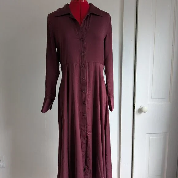 Banana Republic XS Maroon Charmeuse Dress - Picture 2 of 8
